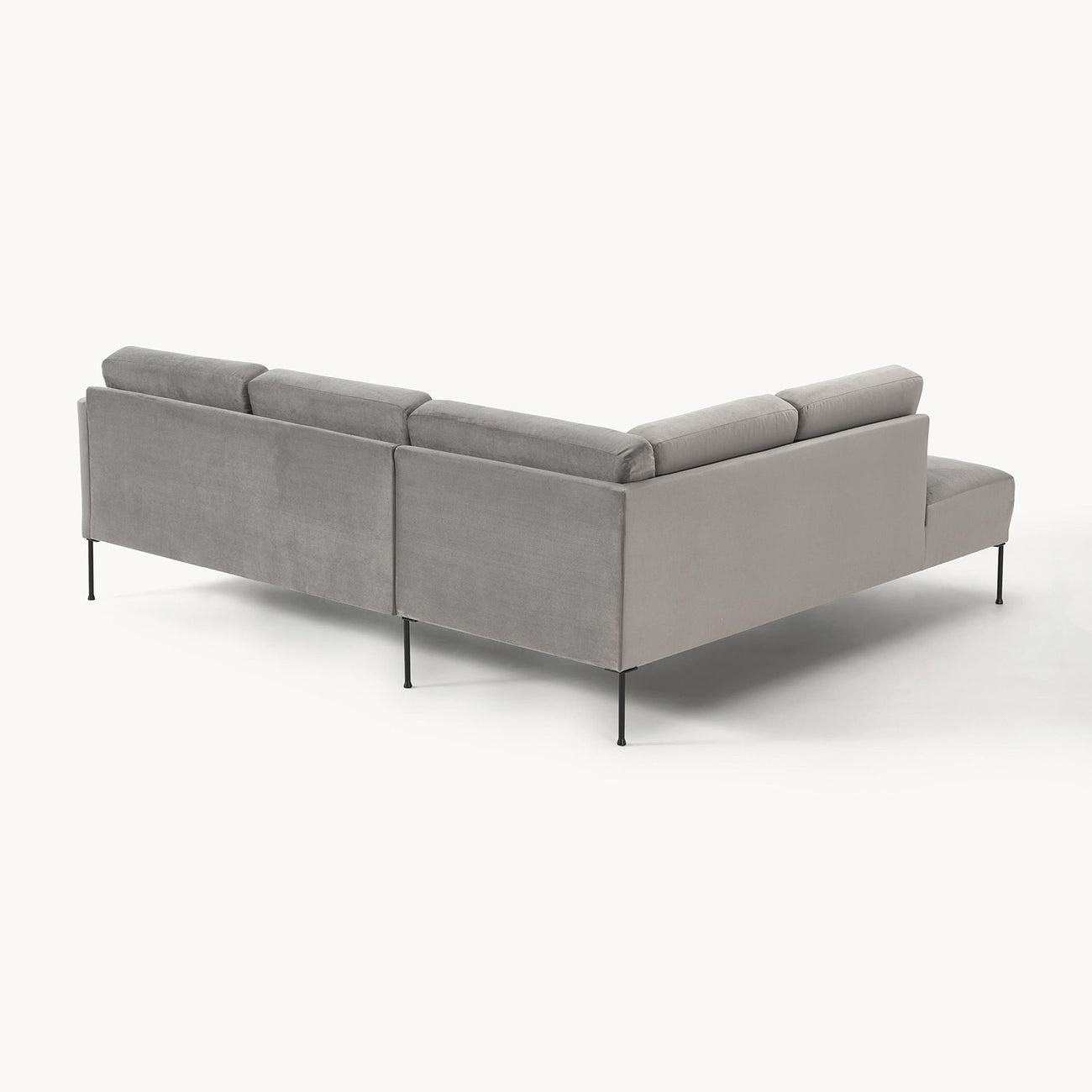 ModernElegance L Shaped 5 Seater Velvet Grey