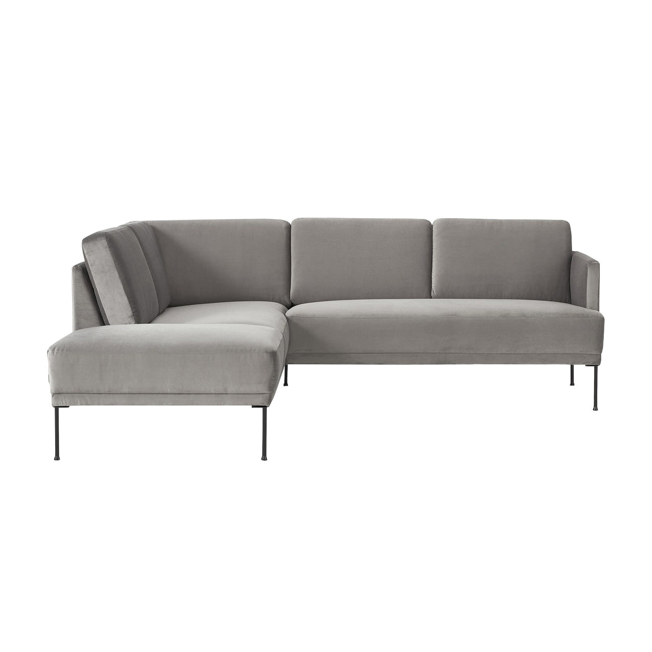 ModernElegance L Shaped 5 Seater Velvet Grey