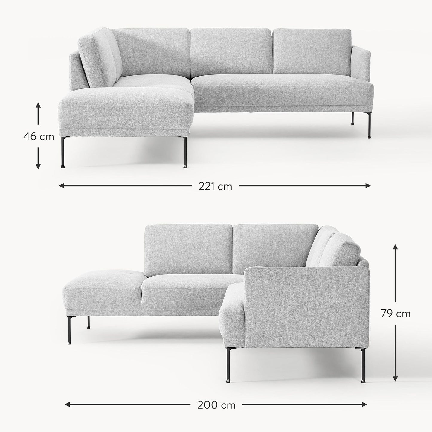 ModernElegance L Shaped 5 Seater Grey