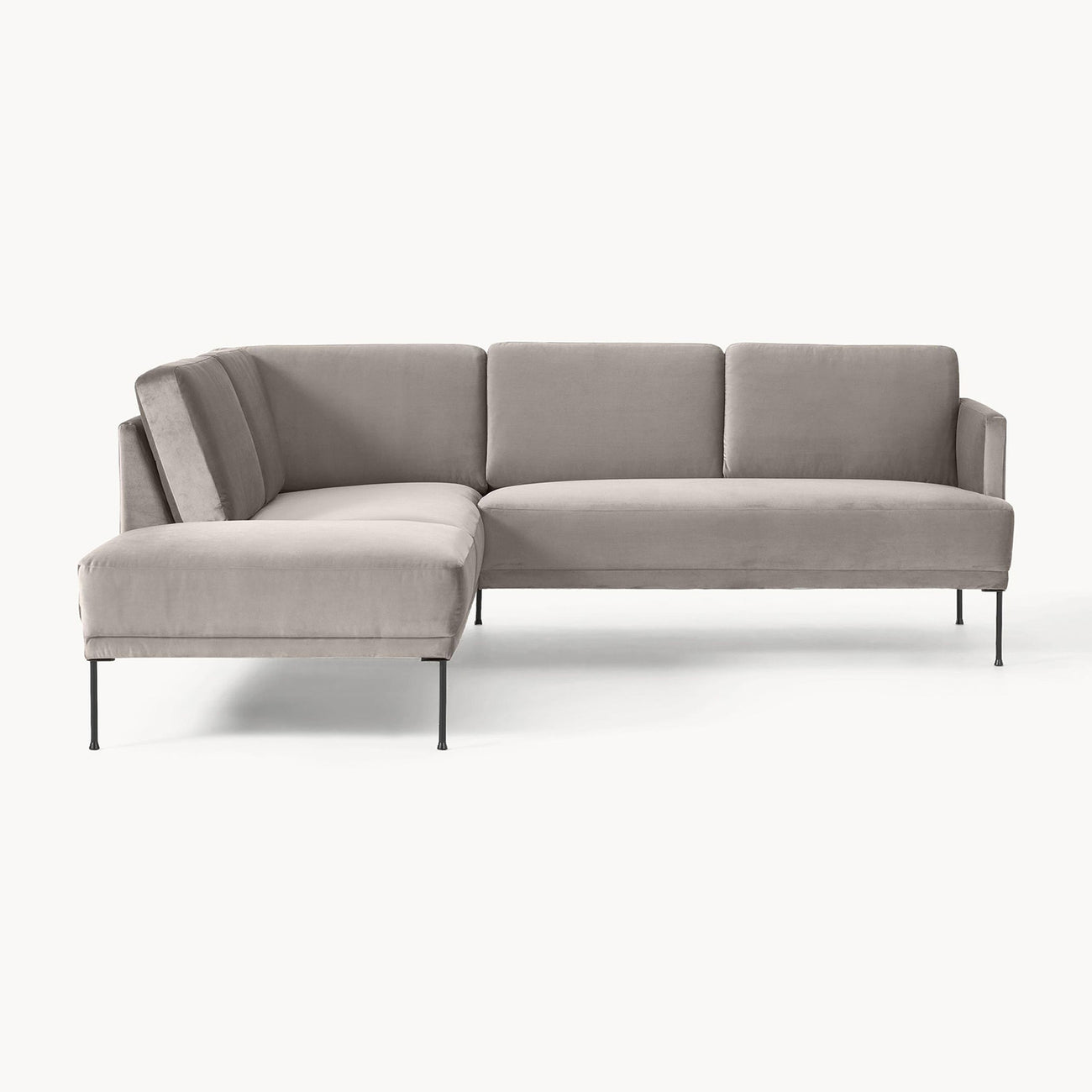 ModernElegance L Shaped 5 Seater Velvet Chich Grey