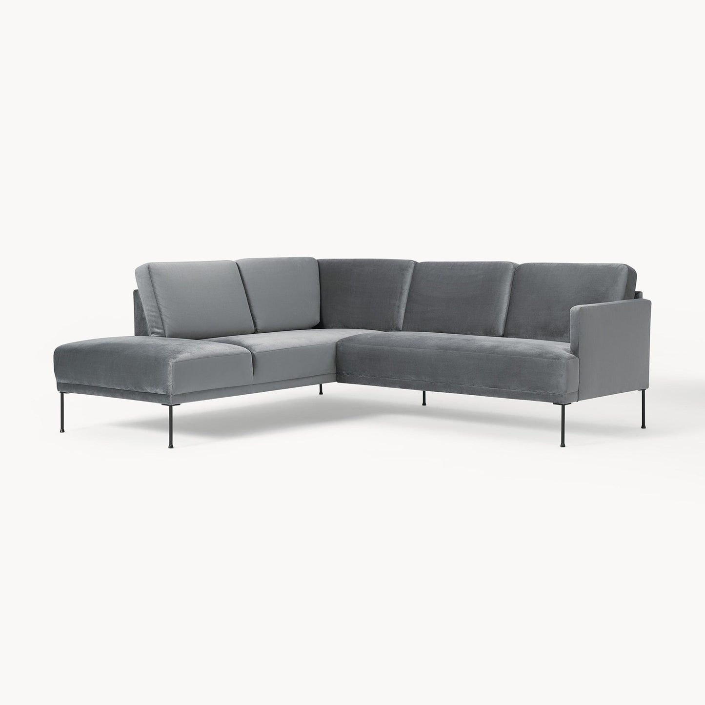 ModernElegance L Shaped 5 Seater Chic Velvet Grey