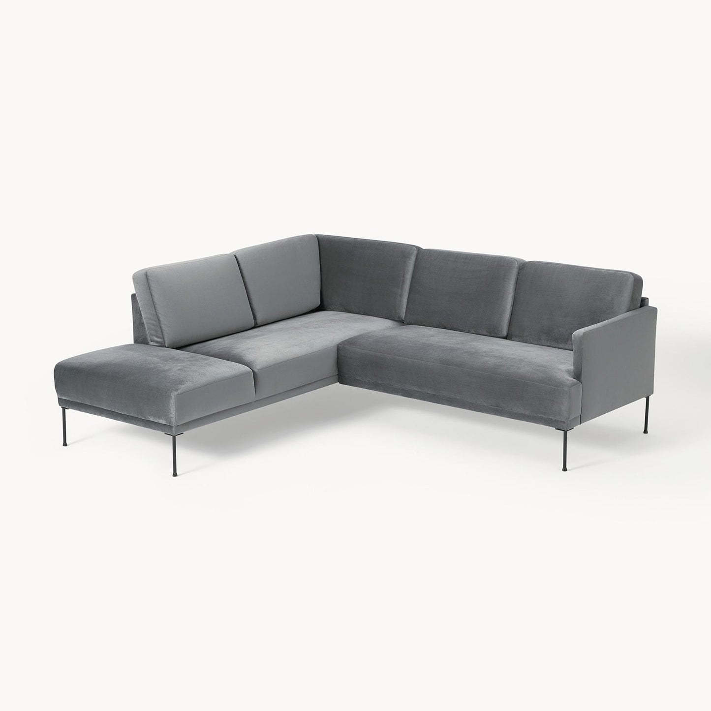 ModernElegance L Shaped 5 Seater Chic Velvet Grey