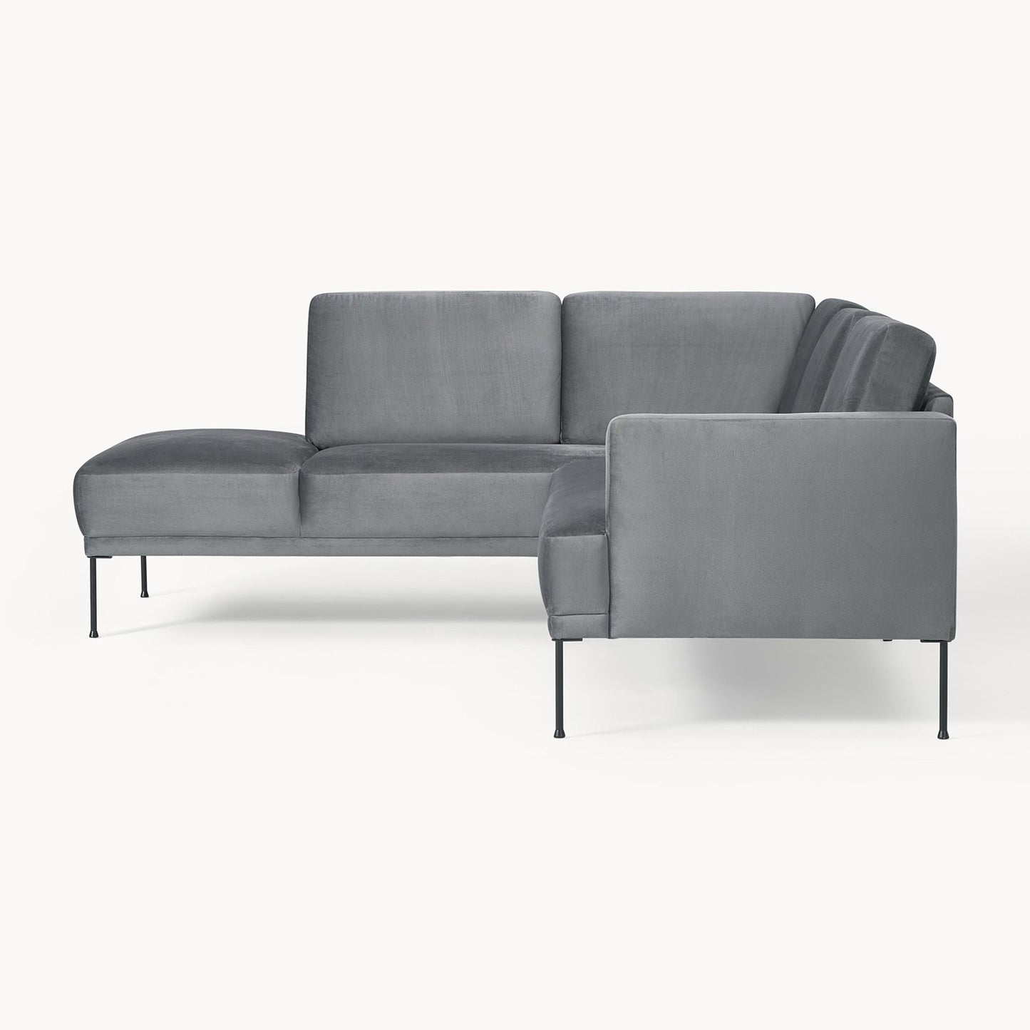 ModernElegance L Shaped 5 Seater Chic Velvet Grey