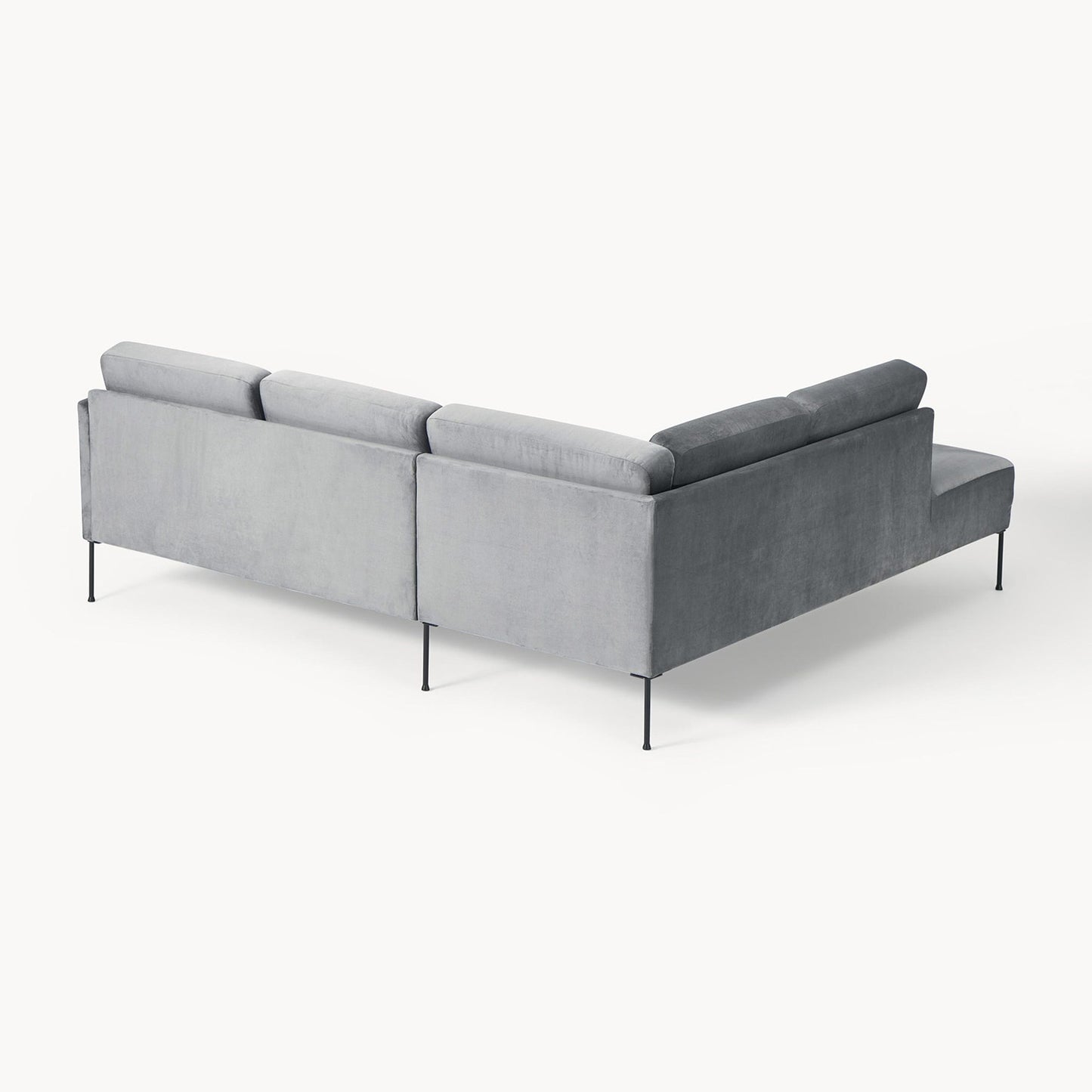 ModernElegance L Shaped 5 Seater Chic Velvet Grey