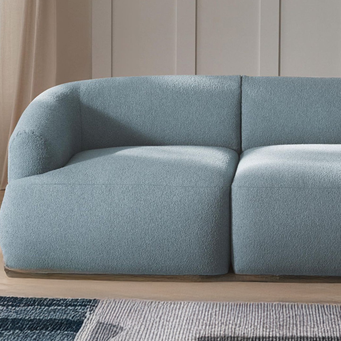 ZenLiving 3 Seater Sofa Boucle Blue