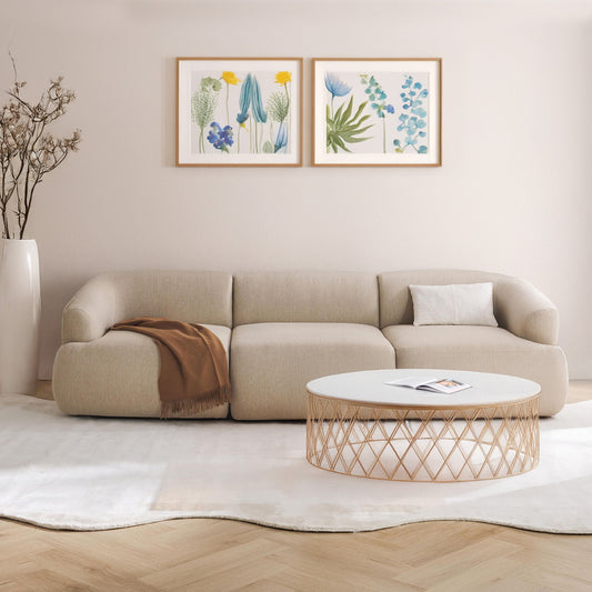 ZenLiving 3 Seater Sofa Beige