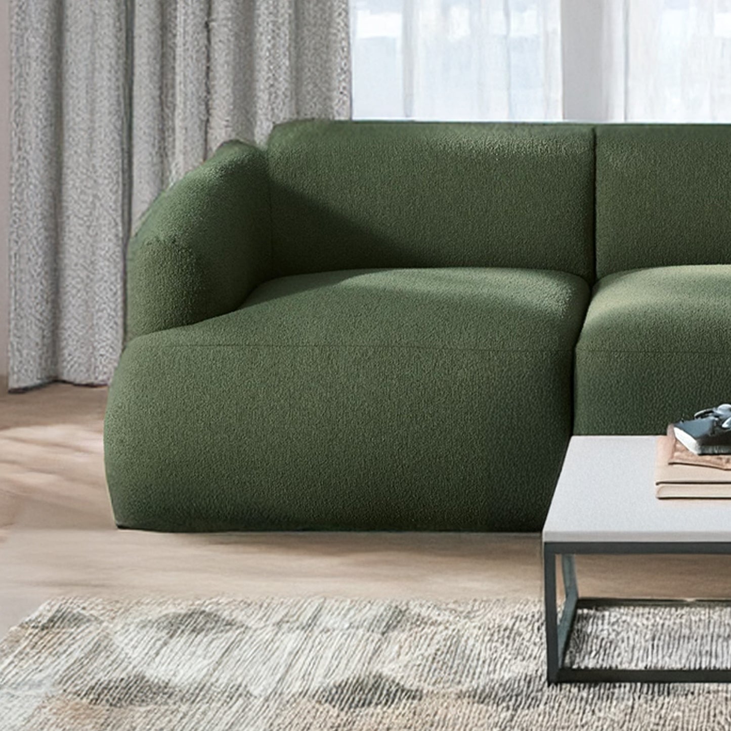 ZenLiving 3 Seater Sofa Boucle Green