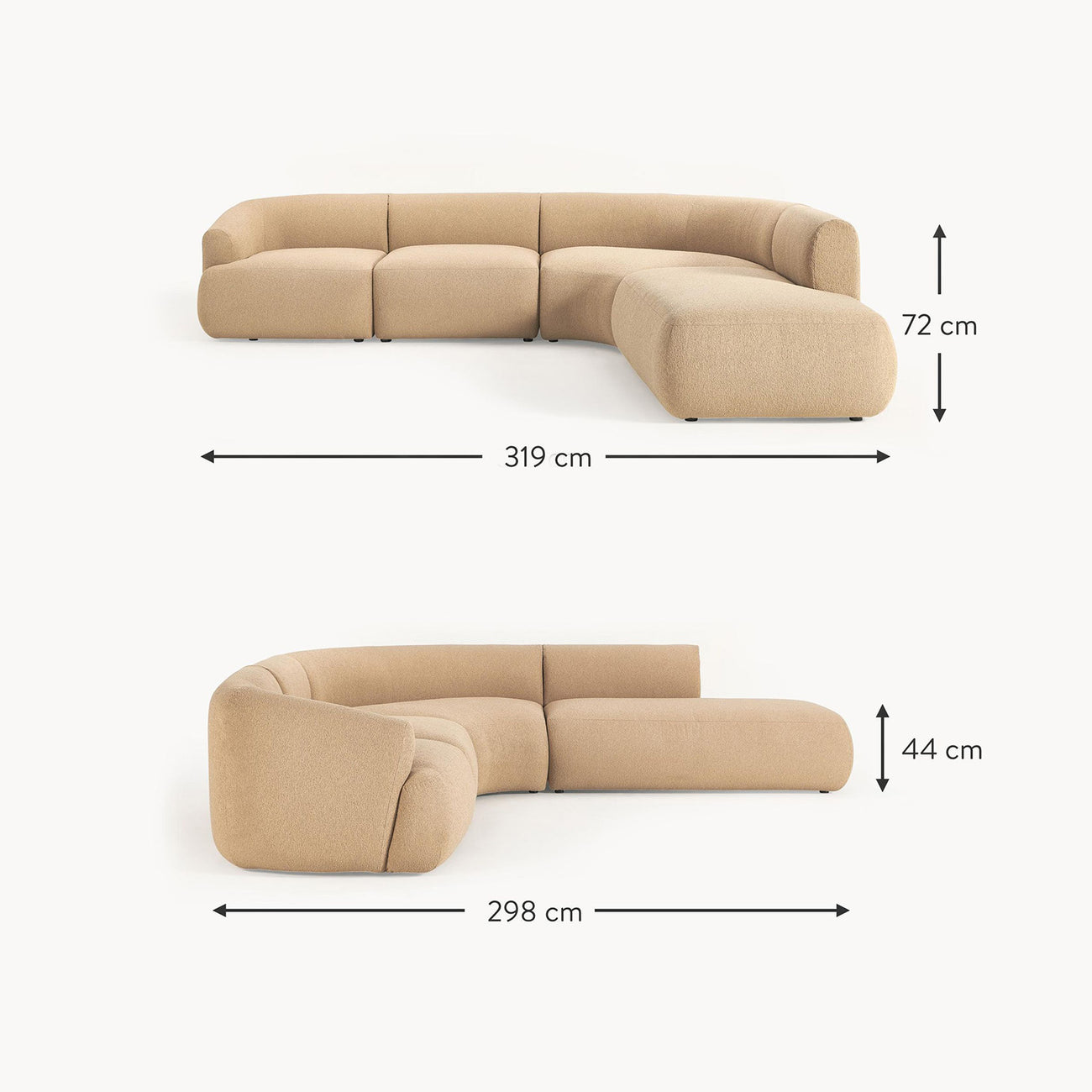 ZenLiving 5 Seater Sofa Boucle Beige