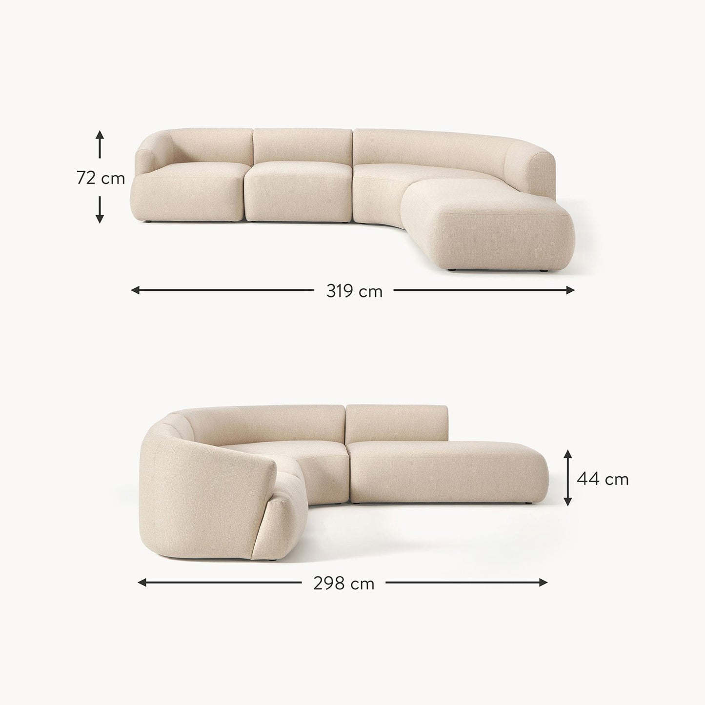 ZenLiving 5 Seater Sofa Beige