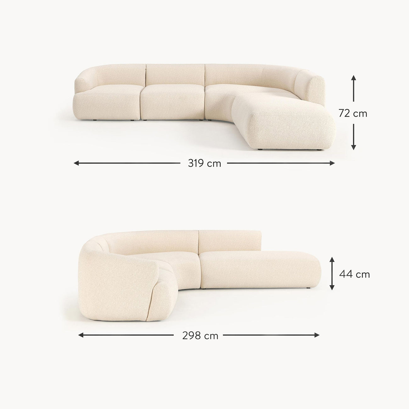 Zen Living 5 Seater Sofa Boucle Creme