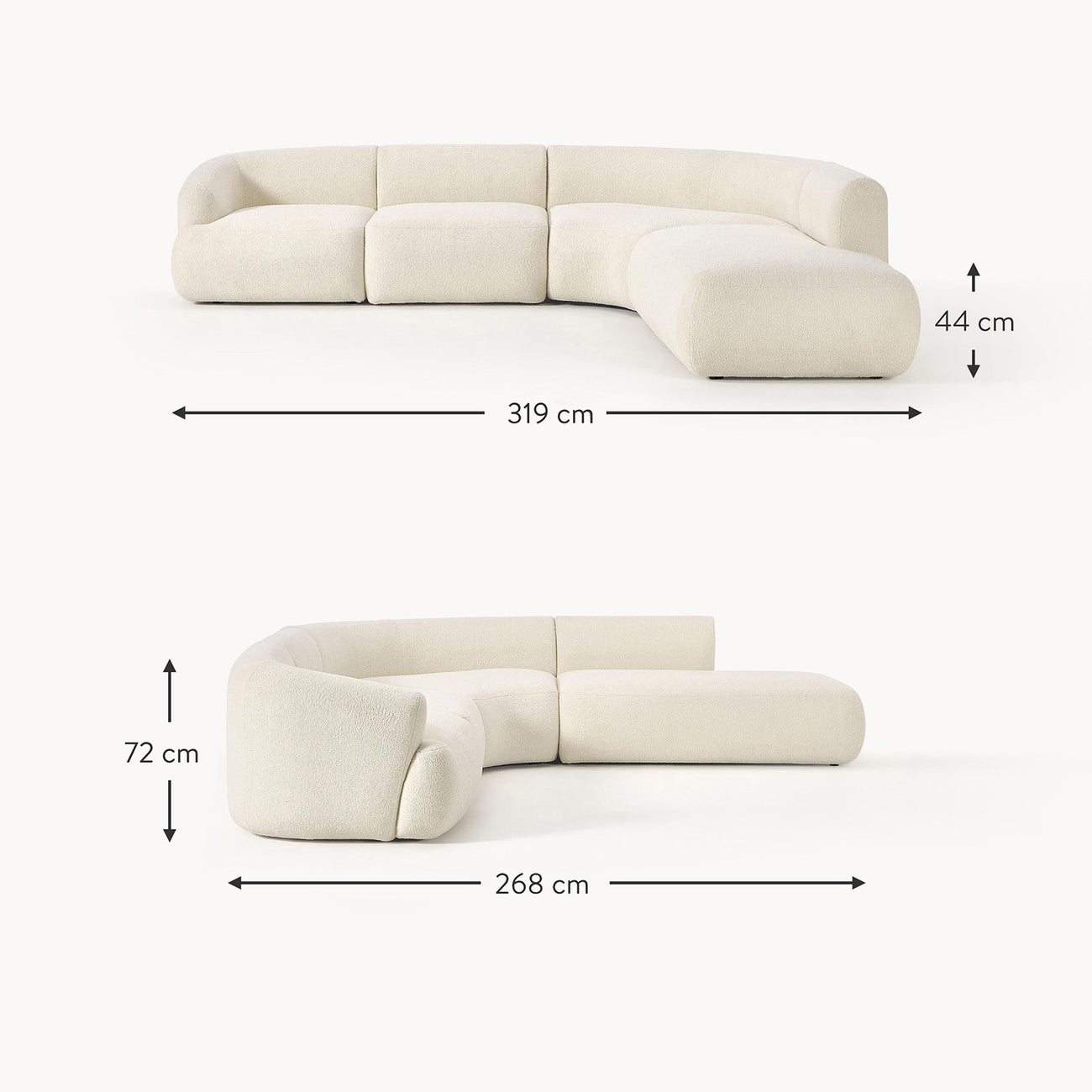 ZenLiving 5 Seater Sofa Boucle Creme