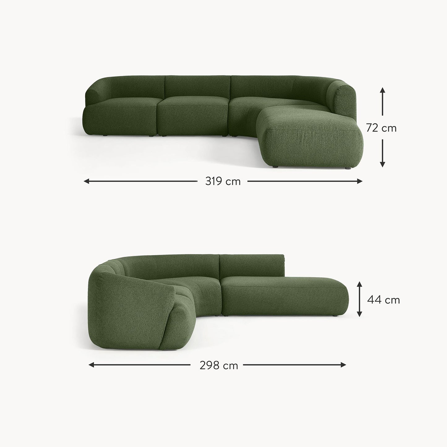 ZenLiving 5 Seater Sofa Boucle Green