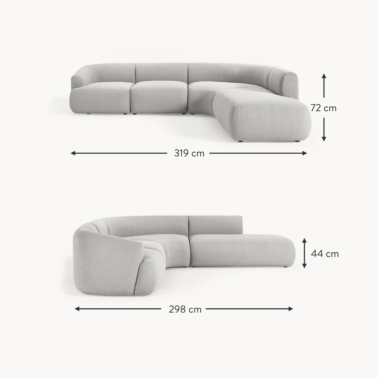 ZenLiving 5 Seater Sofa Boucle Grey