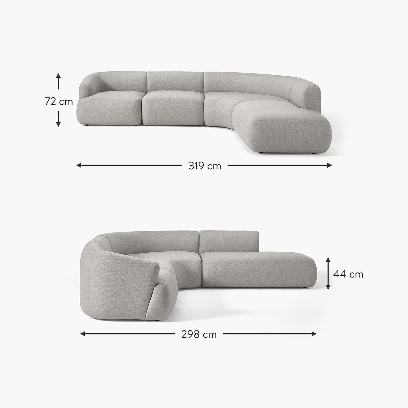 ZenLiving 5 Seater Sofa Chic Grey