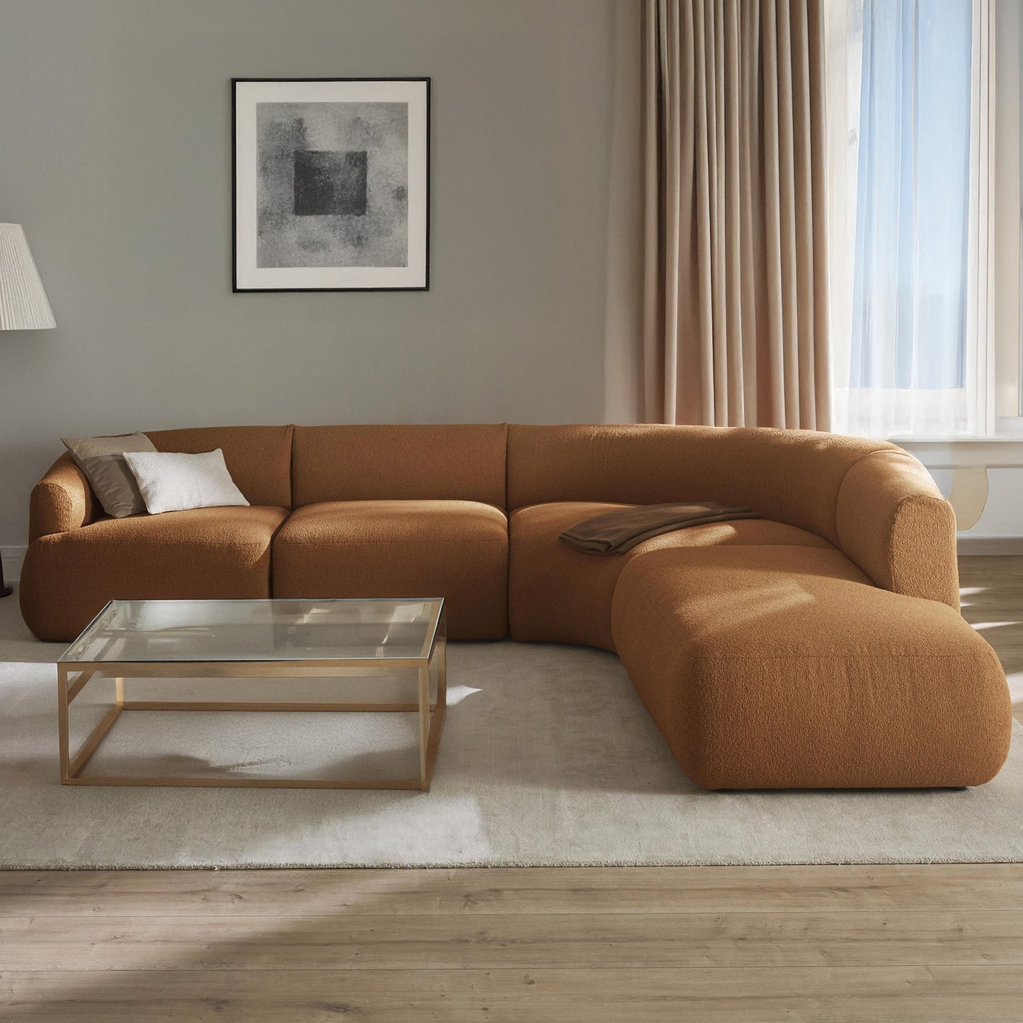 ZenLiving 5 Seater Sofa Boucle Tan