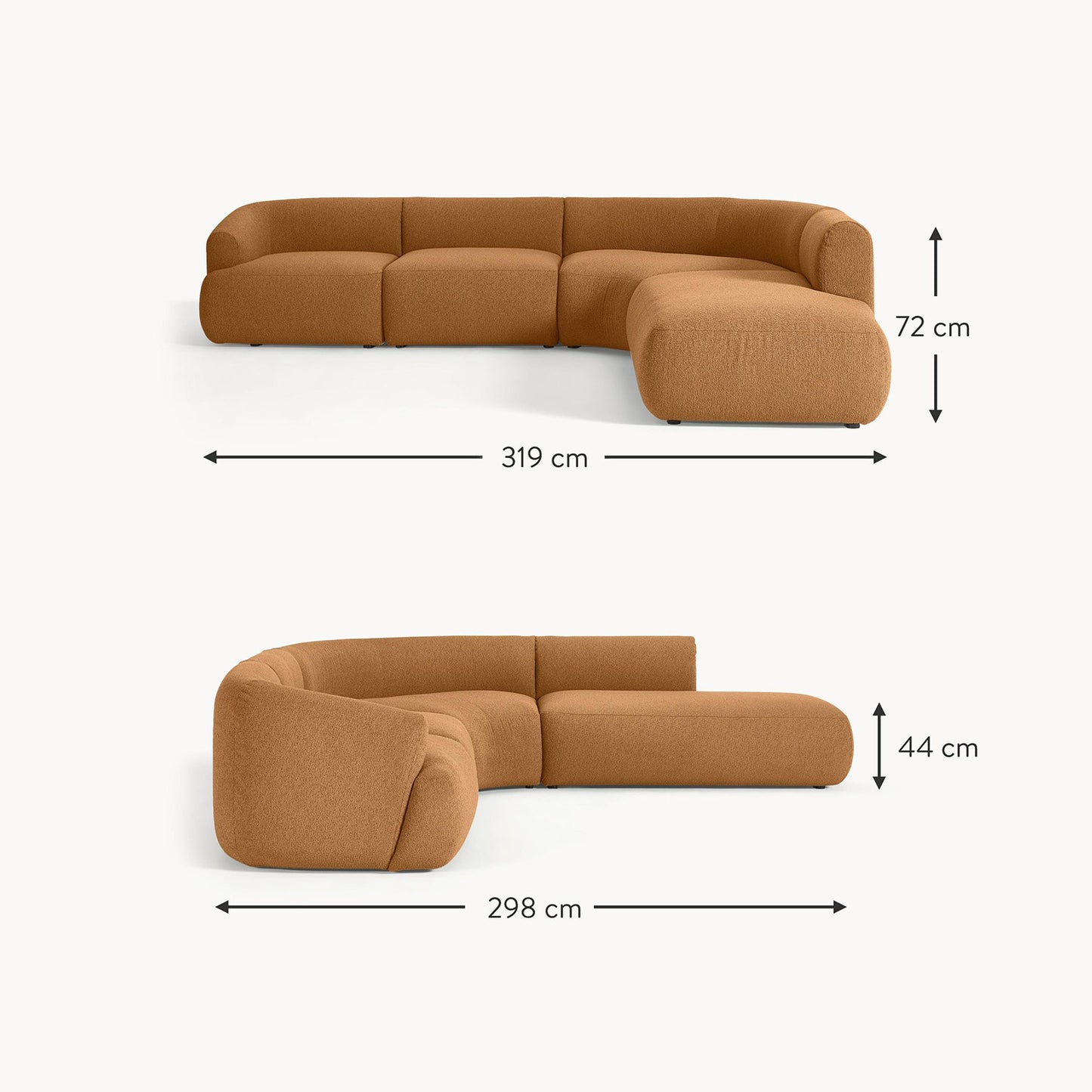 ZenLiving 5 Seater Sofa Boucle Tan