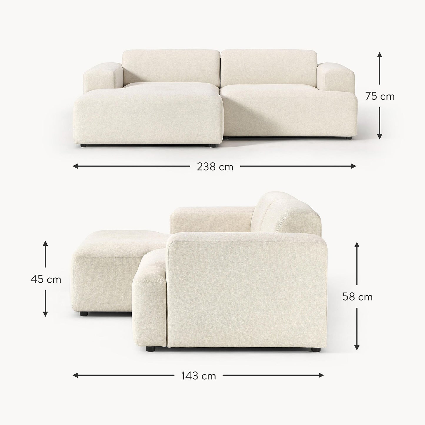 Sophisticated Comfort 2 Seater Sofa Crème