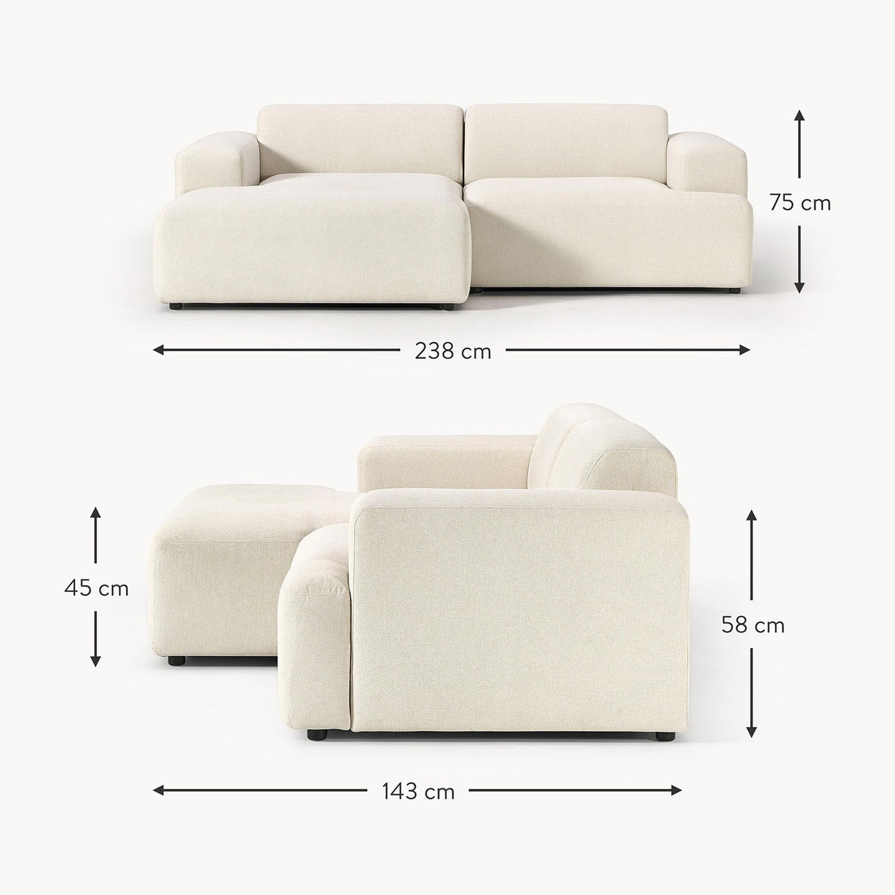 Sophisticated Comfort 2 Seater Sofa Crème