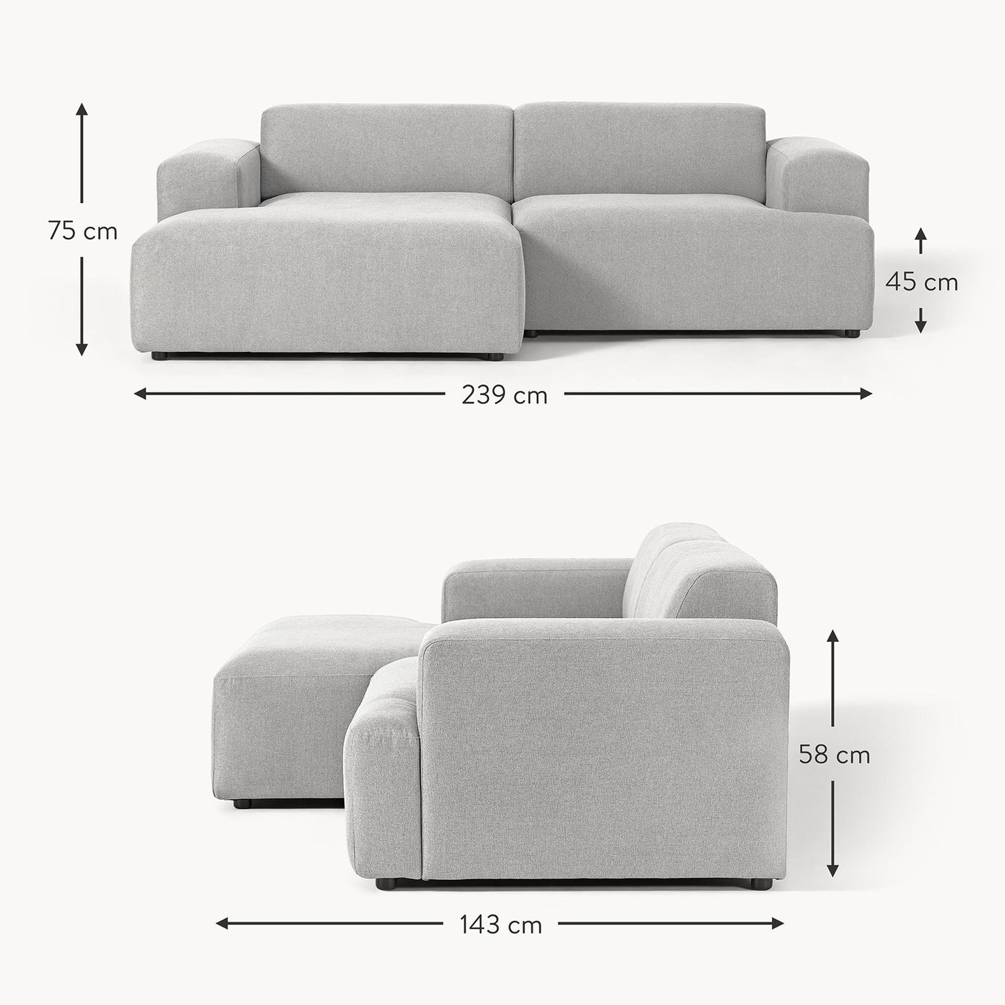 Sophisticated Comfort 2 Seater Sofa Light Grey