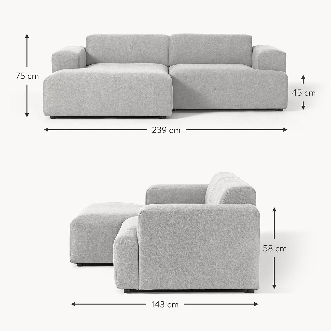 Sophisticated Comfort 2 Seater Sofa Light Grey