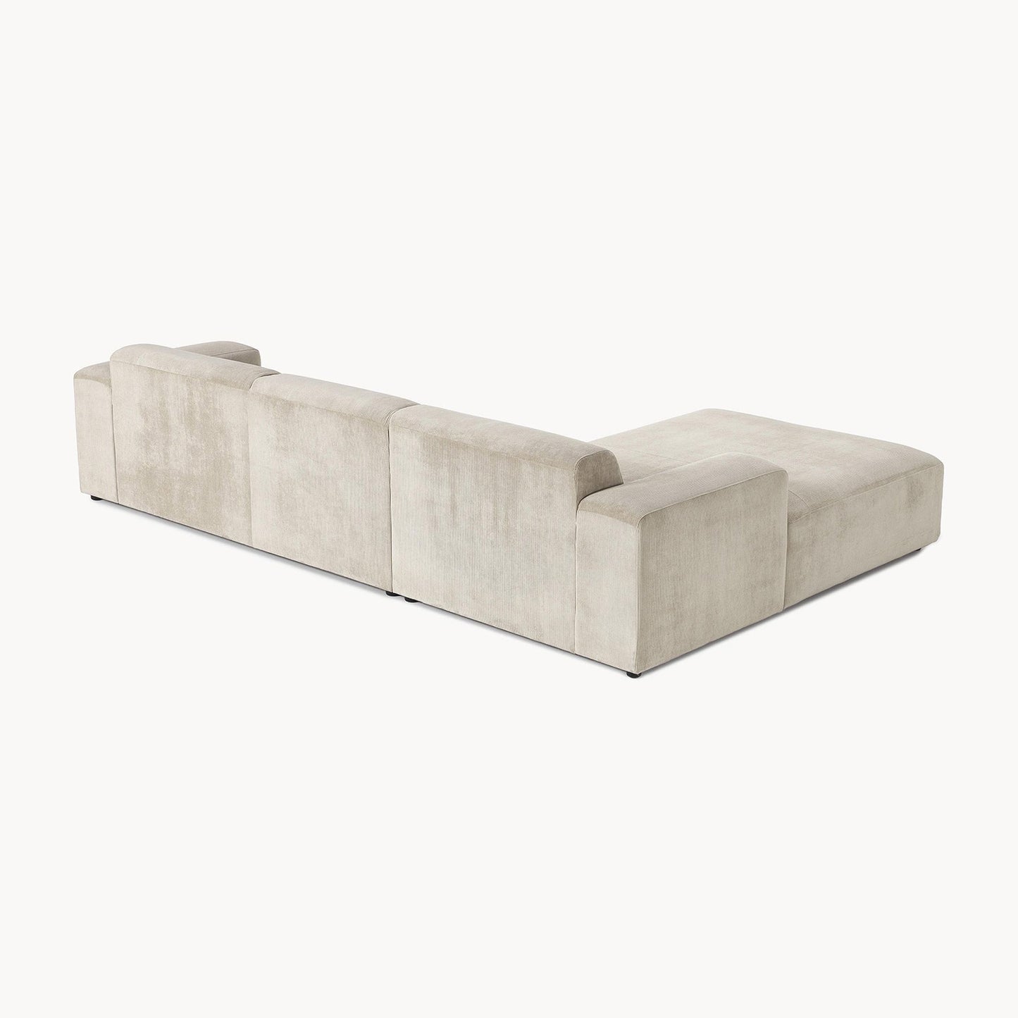 Sophisticated Comfort Corduroy 3 Seater L Shaped Sofa Creme