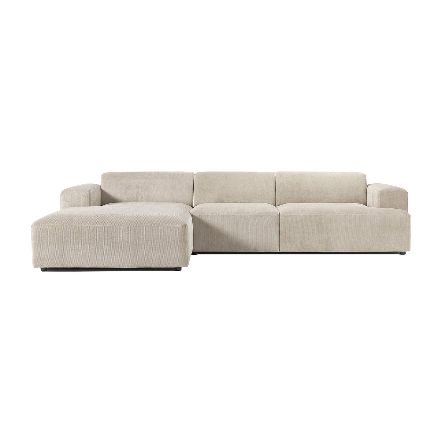 Sophisticated Comfort Corduroy 3 Seater L Shaped Sofa Creme