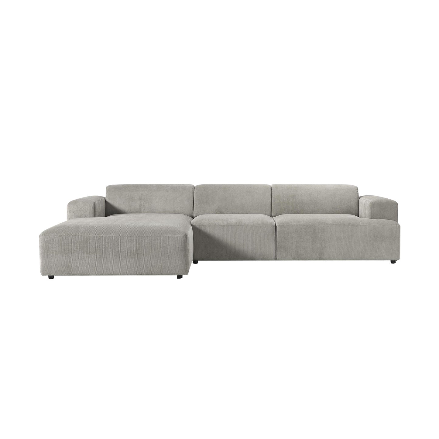 Sophisticated Comfort Corduroy 3 Seater L Shaped Sofa Grey