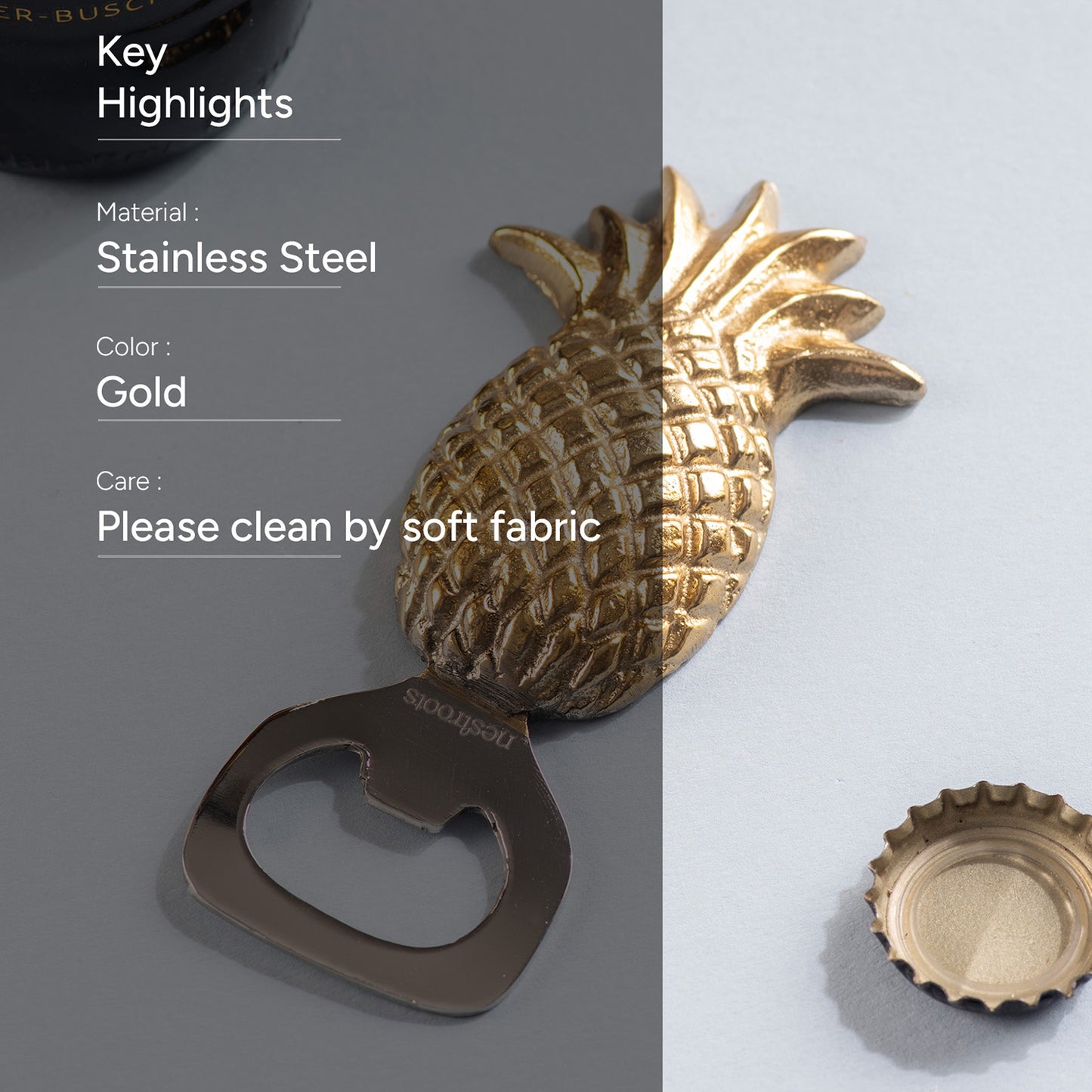 The Pristine Pineapple Bottle Opener Glossy Gold