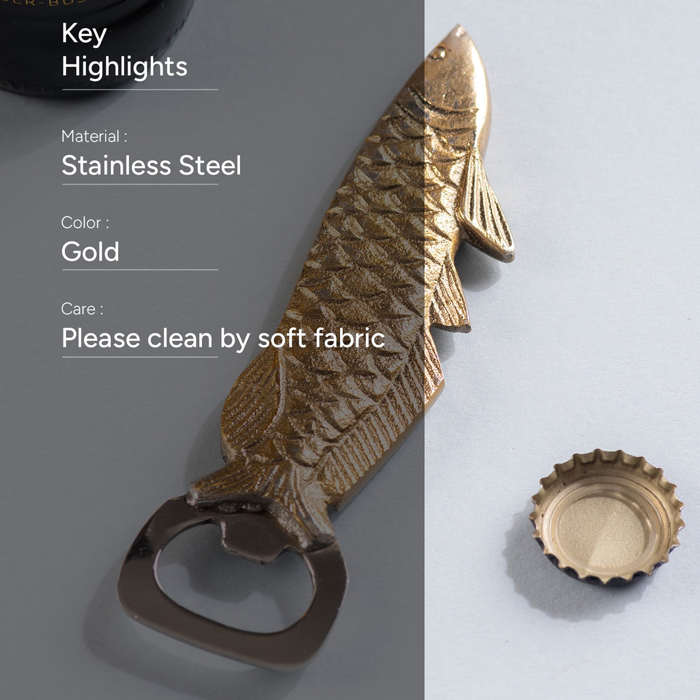 The Fish Bottle Opener Glossy Gold