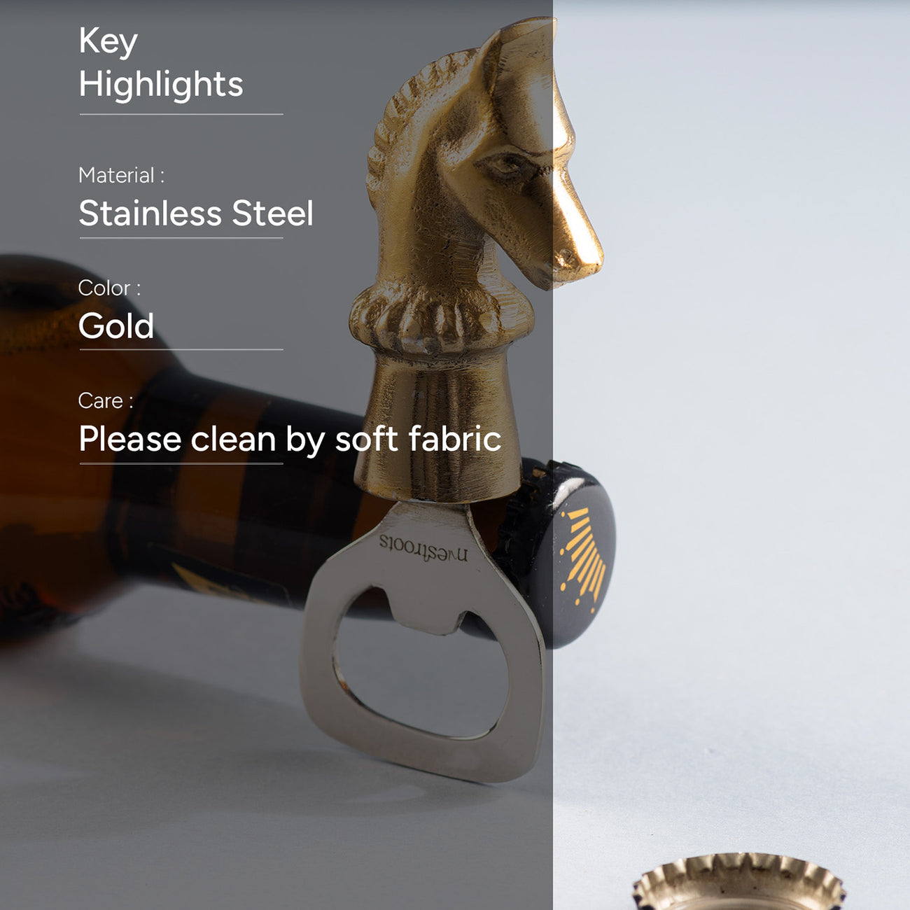 The Horse Bottle Opener Glossy Gold