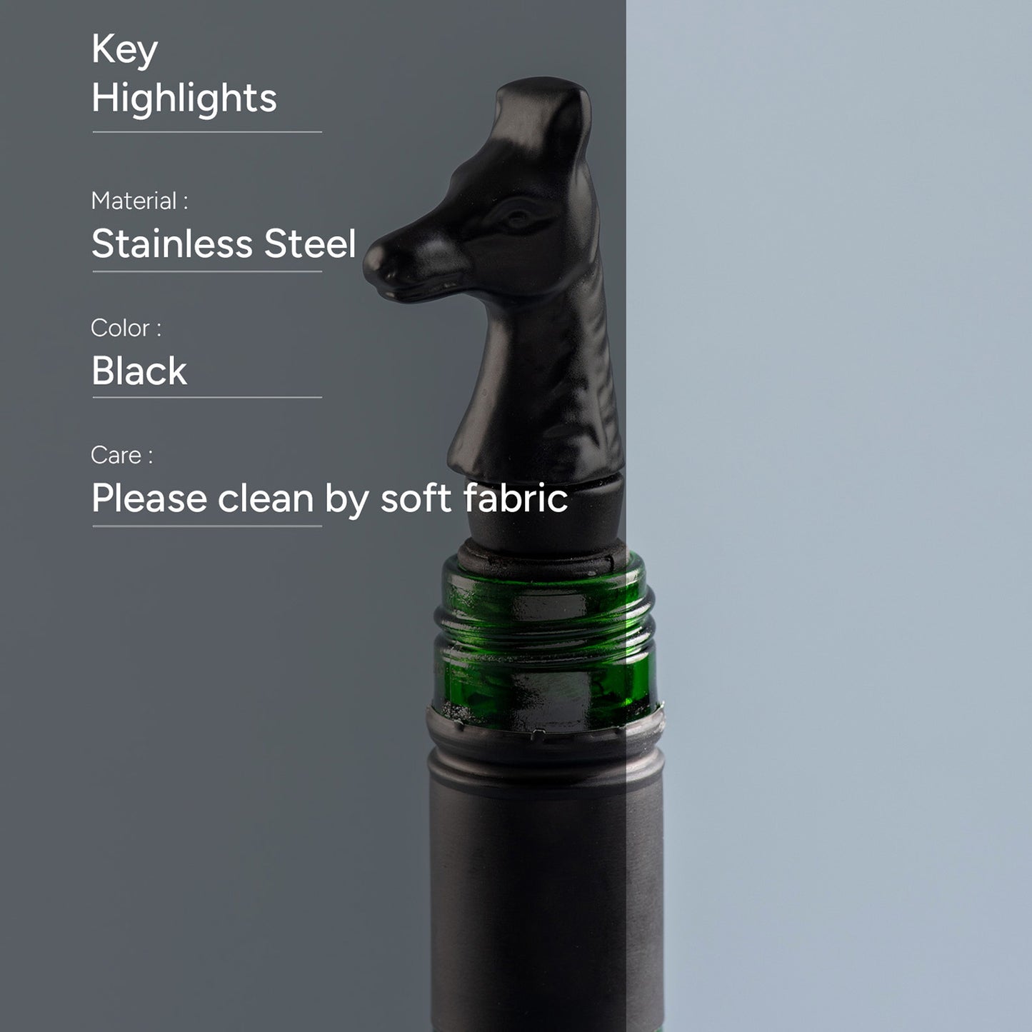 The Horse Bottle Stoper Matte Black