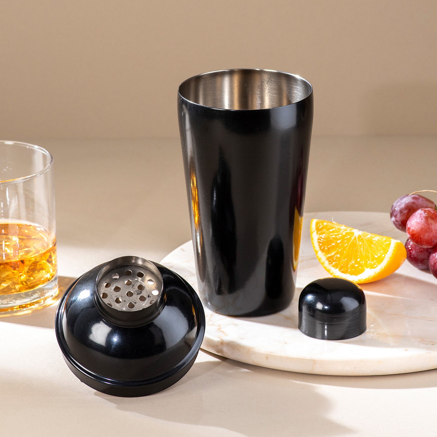 The Unblemished Cocktail / Mocktail Shaker Glossy  Black Stainless Steel