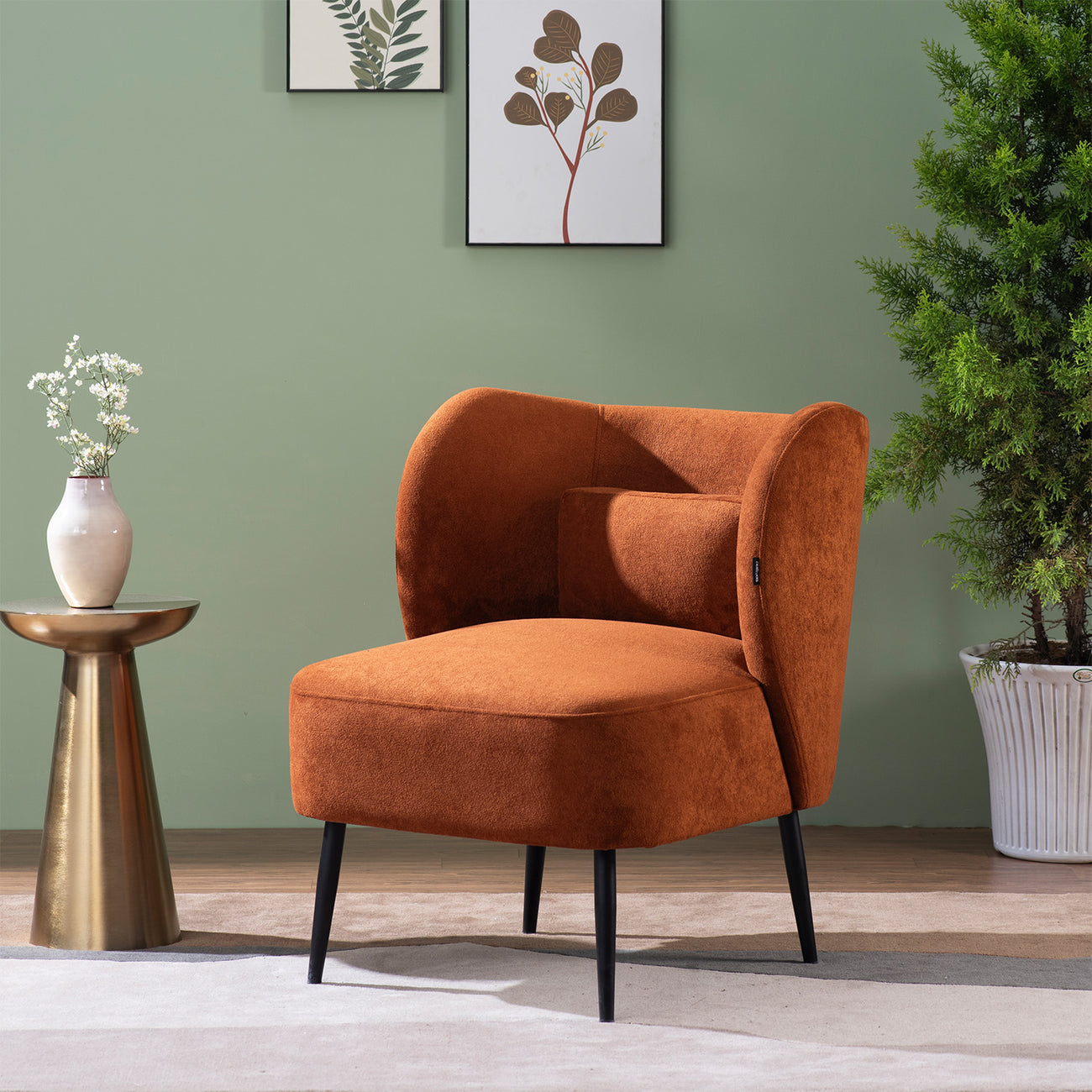 Boucle Brown Lounge Chair