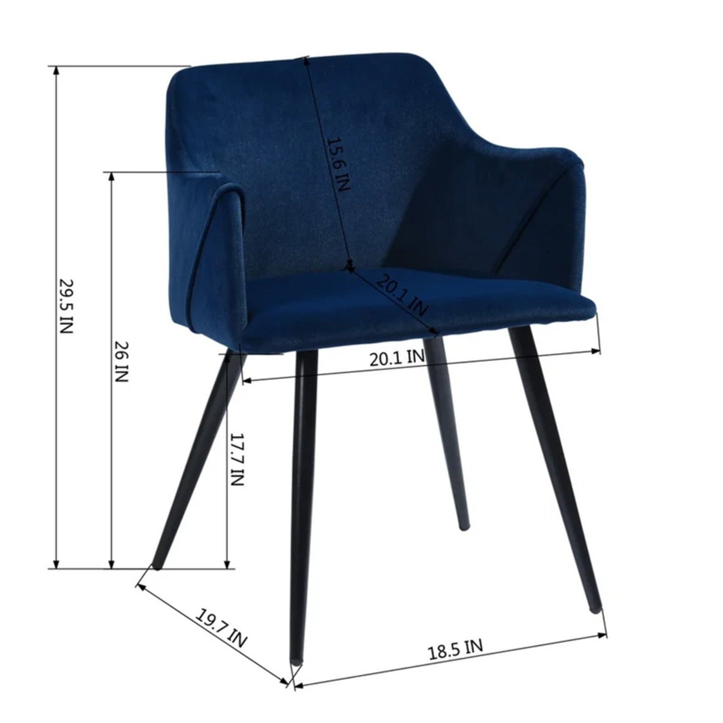 Sophisticated Velvet Dining Designer Chair Blue