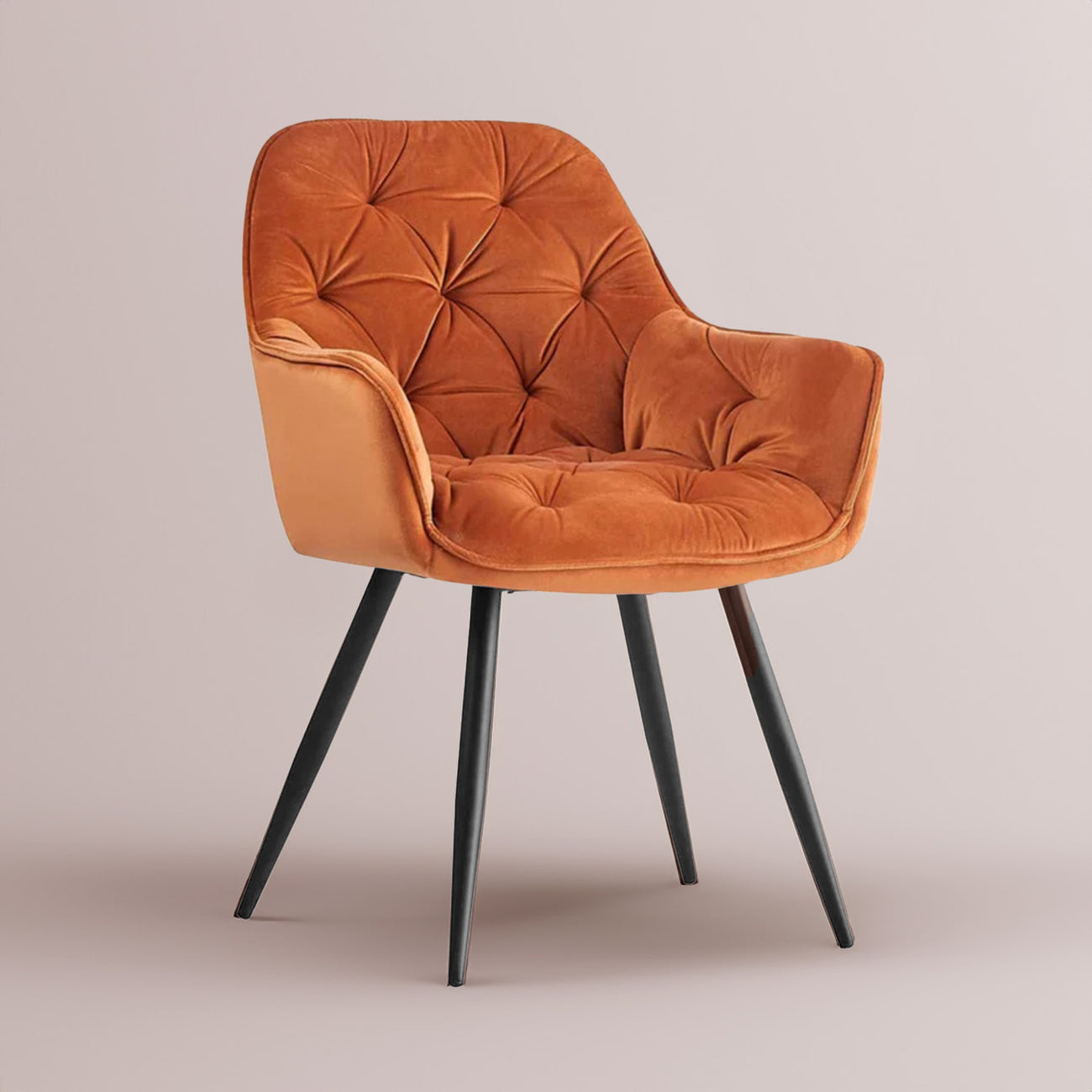 Refined Velvet Dining Designer Chair Orange