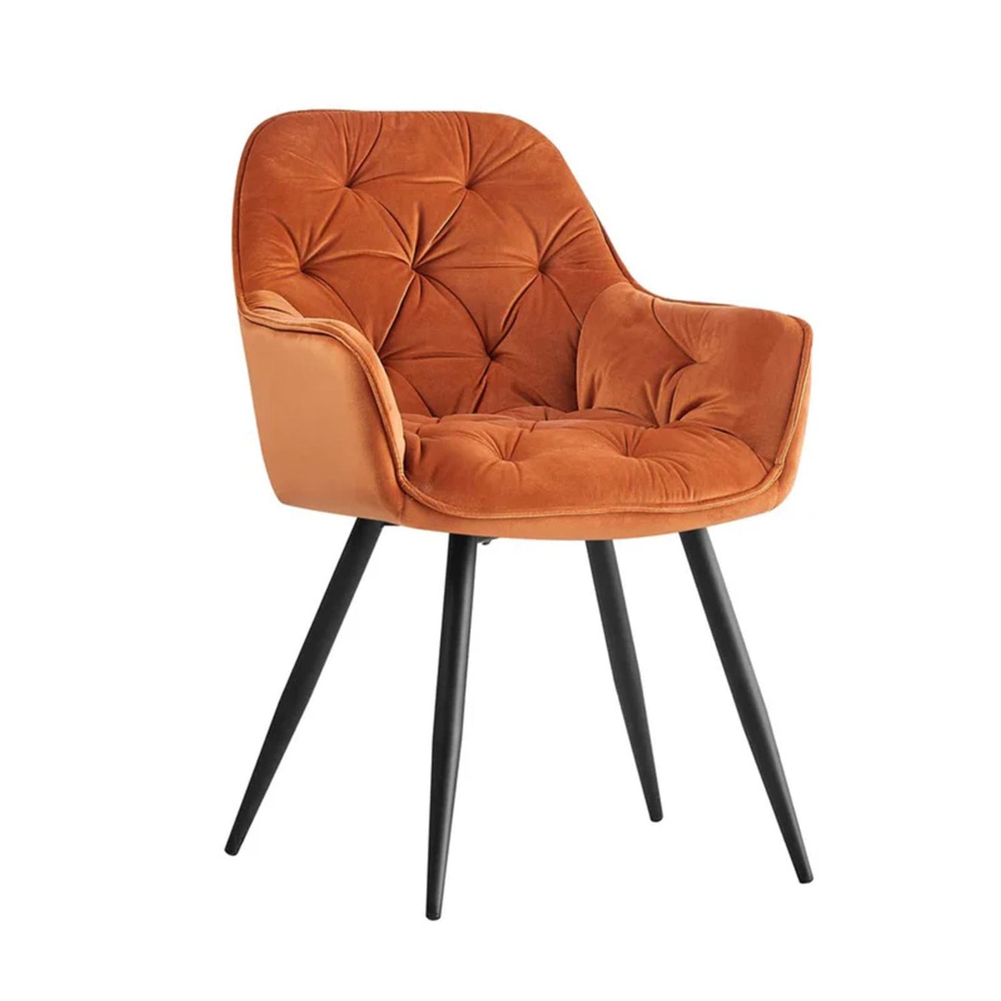 Refined Velvet Dining Designer Chair Orange