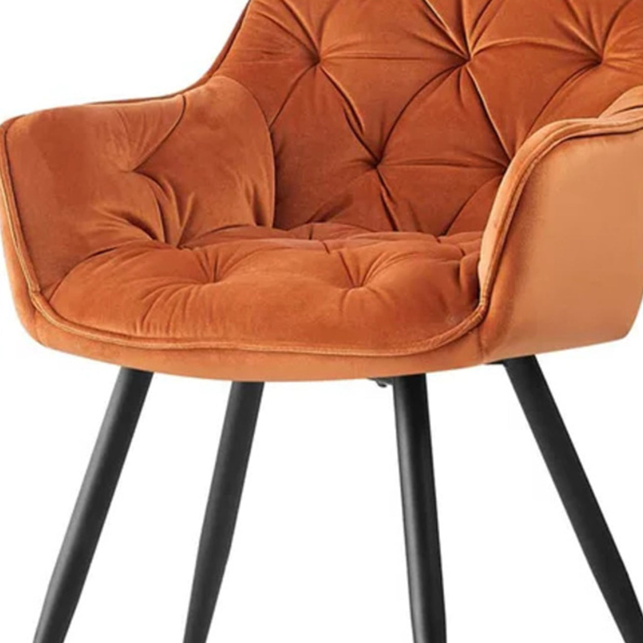 Refined Velvet Dining Designer Chair Orange