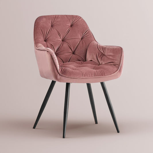 Refined Velvet Dining Designer Chair Blush Pink