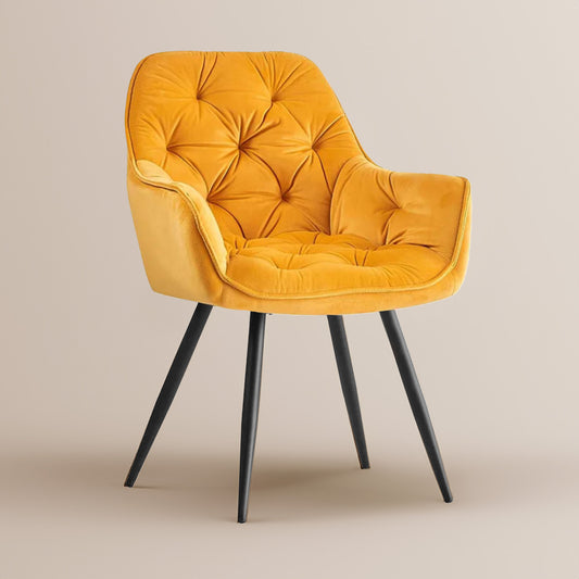 Refined Velvet Dining Designer Chair Yellow