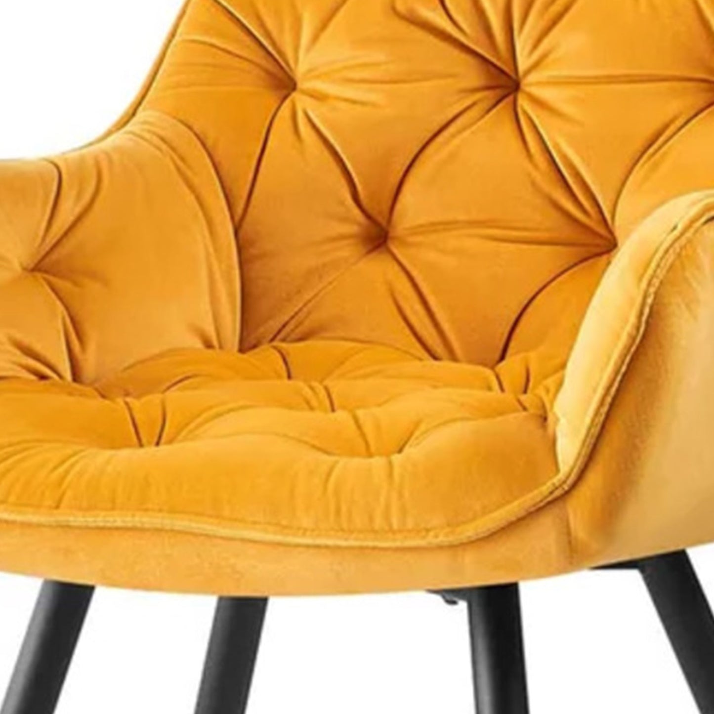 Refined Velvet Dining Designer Chair Yellow