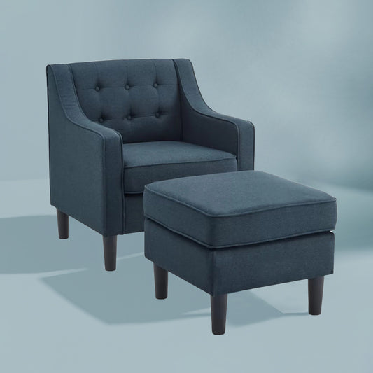 Luxurious Accent Chairs With Ottoman Footrest Dark Grey