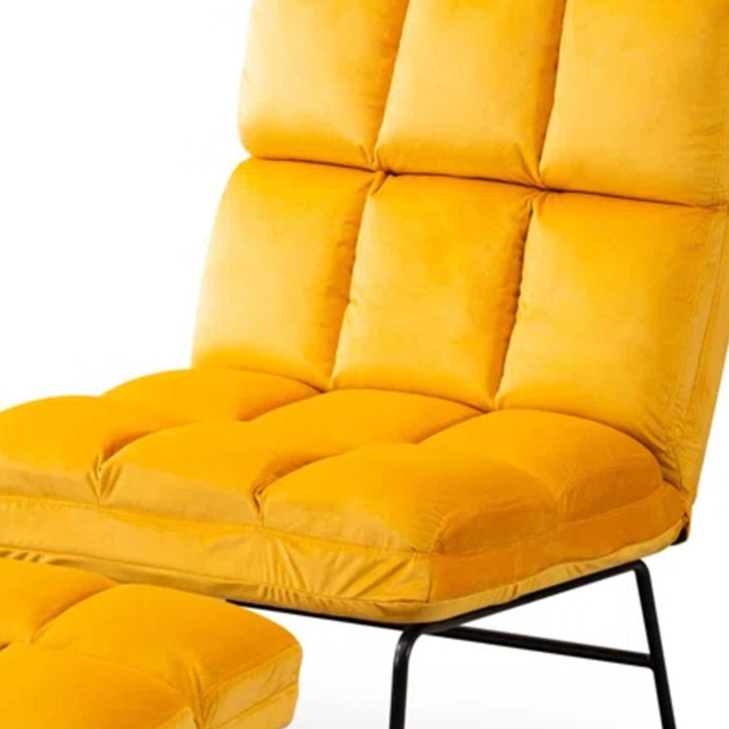 Velvet Chair With Ottoman Set Yellow