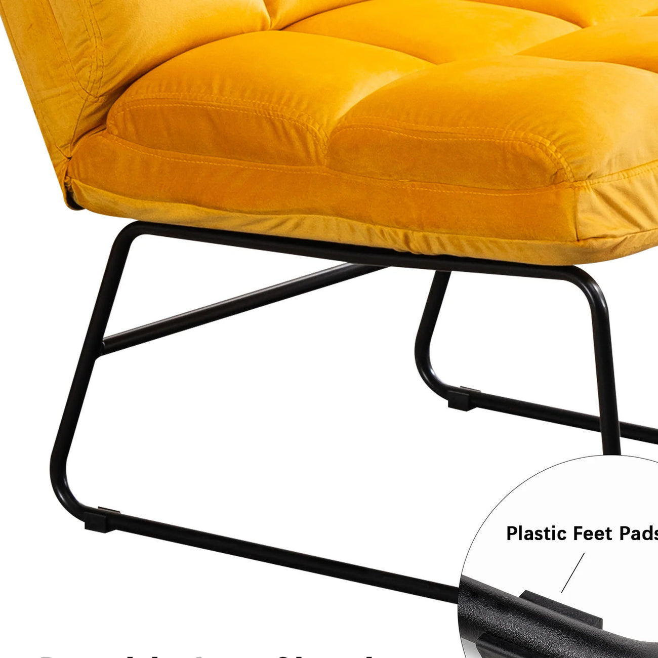 Velvet Chair With Ottoman Set Yellow