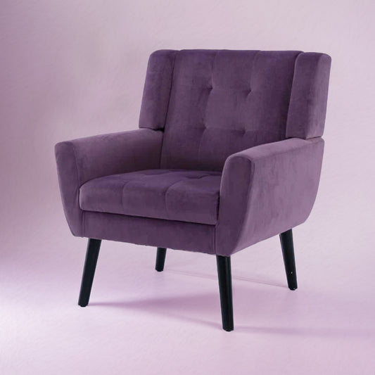 Luxurious Double Cushion Velvet Chair Purple