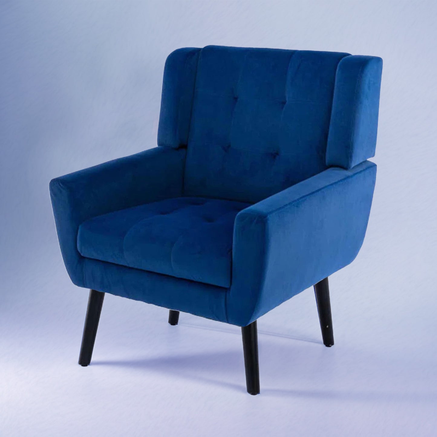 Luxurious Double Cushion Velvet Chair Blue