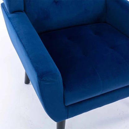 Luxurious Double Cushion Velvet Chair Blue
