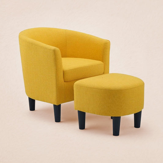 Sleek Accent Chairs With Ottomans Footrest Yellow
