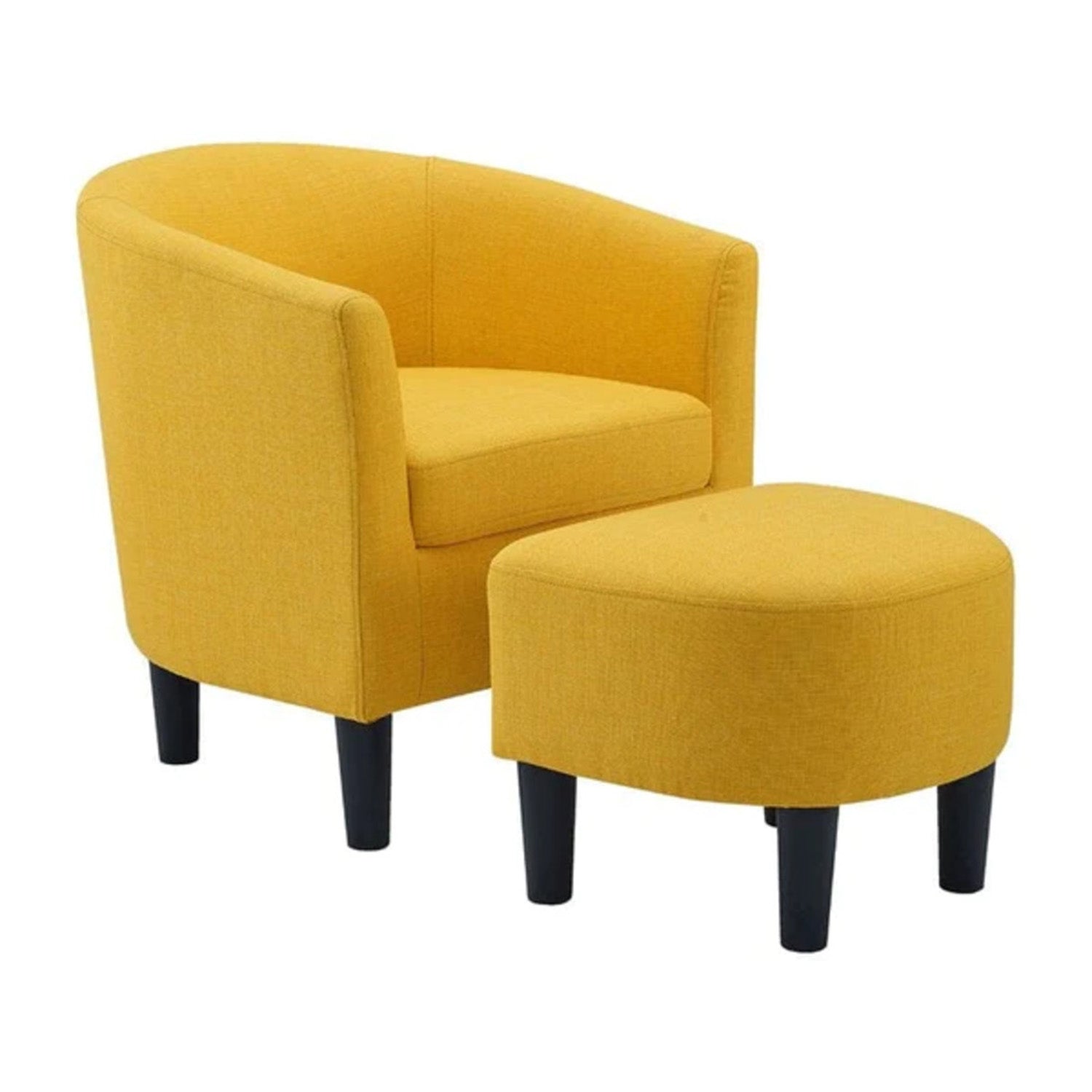 Sleek Accent Chairs With Ottomans Footrest Yellow