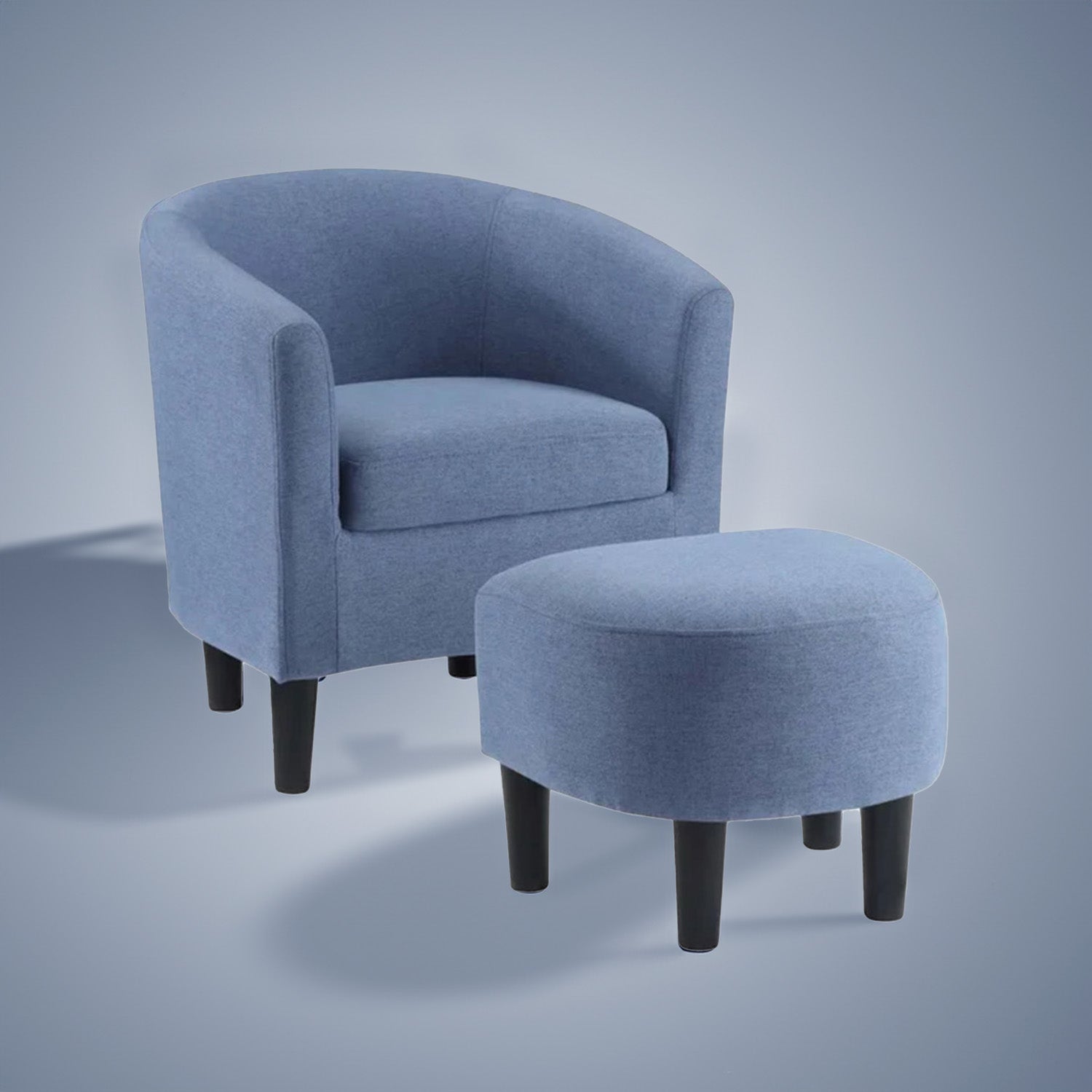 Sleek Accent Chairs With Ottomans Footrest Blue