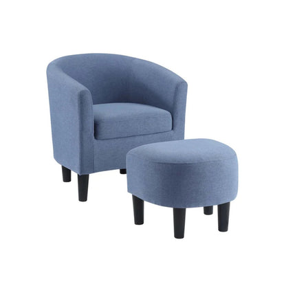 Sleek Accent Chairs With Ottomans Footrest Blue